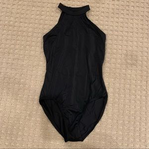 Black Halter Mesh-Back Balera Dance Leotard